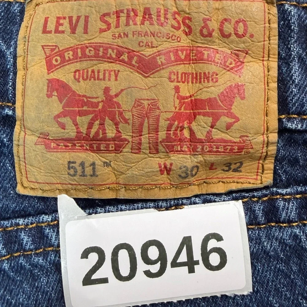 Levis 511 Jeans Mens Measures 30X31 Tag 30x32 Blue Slim Fit Stretch Workwear